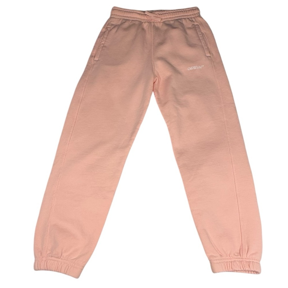 Girls light pink Off-White bookish diag Sweatpants Size 10. New w imperfections